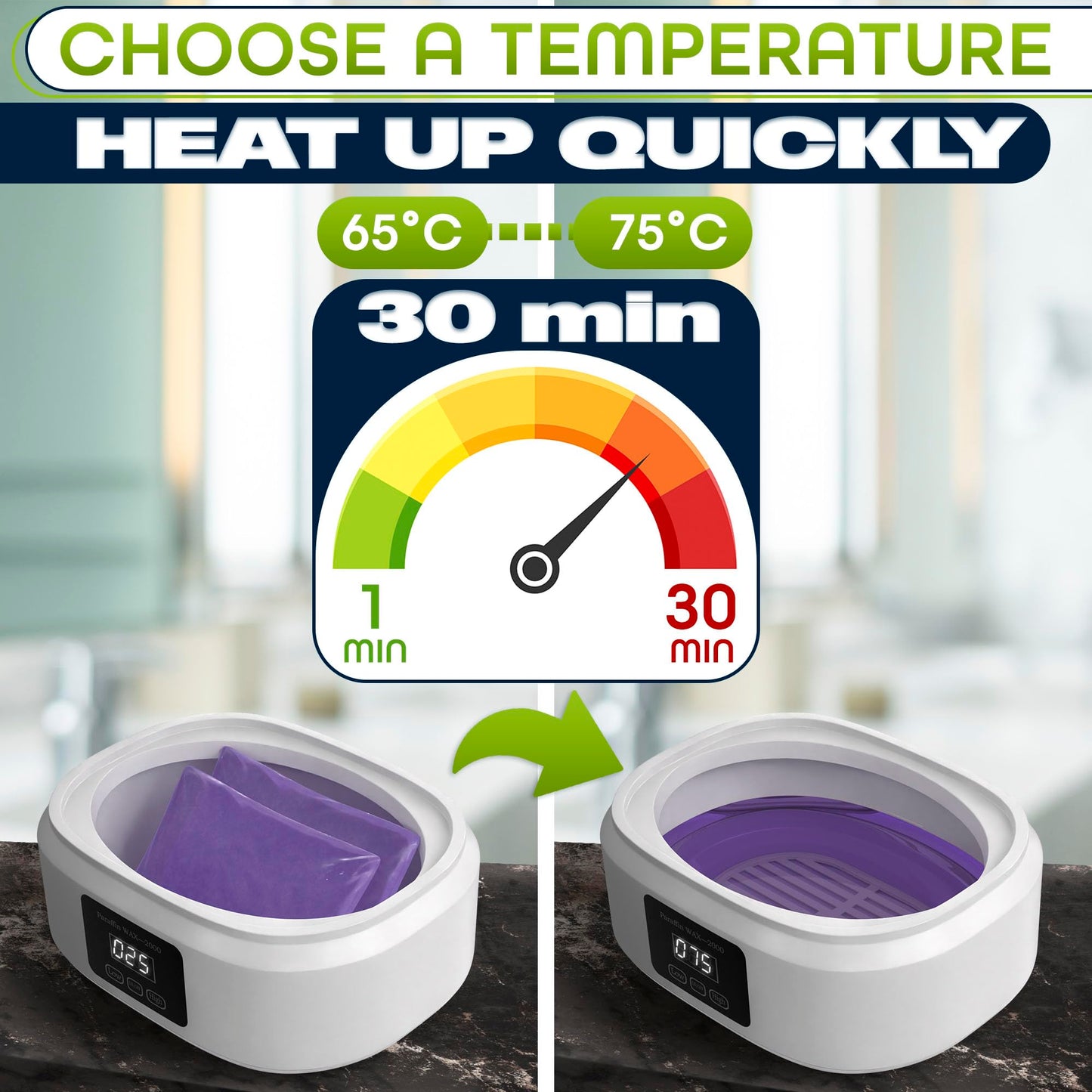 Paraffin Wax Machine for Hand and Feet – Full Set Hand Wax Paraffin Machine 3400ml – Fast Heating, Keep Warm, Adjustable Temperature (Two Modes) for Moisturizing Spa | Soft and Smooth Skin at Home