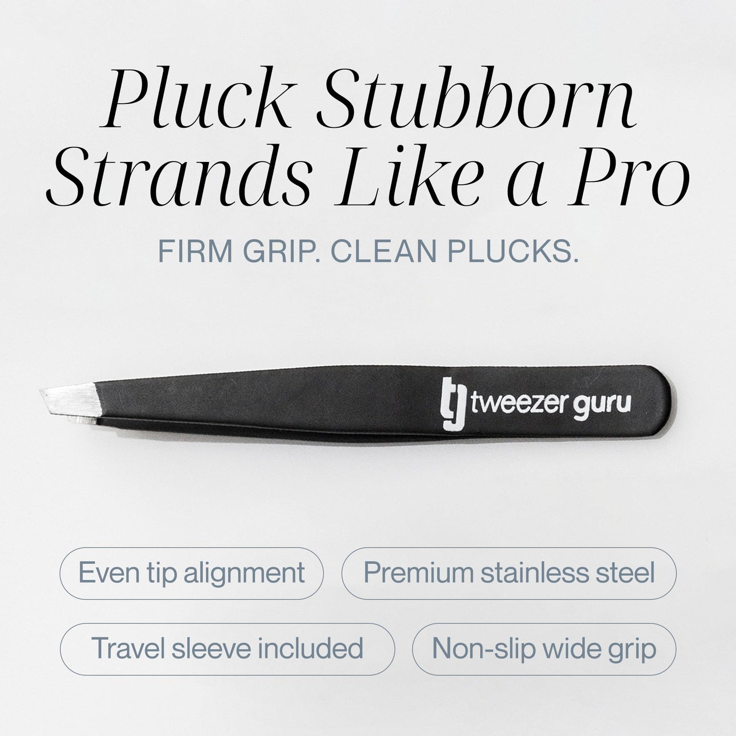 Tweezers Set 5-piece - Tweezer Guru Stainless Steel Slant Tip and Pointed Eyebrow Tweezer Set - Great Precision for Facial Hair, Ingrown Hair, Splinter and Blackhead Remover (Black) (5-Pack)