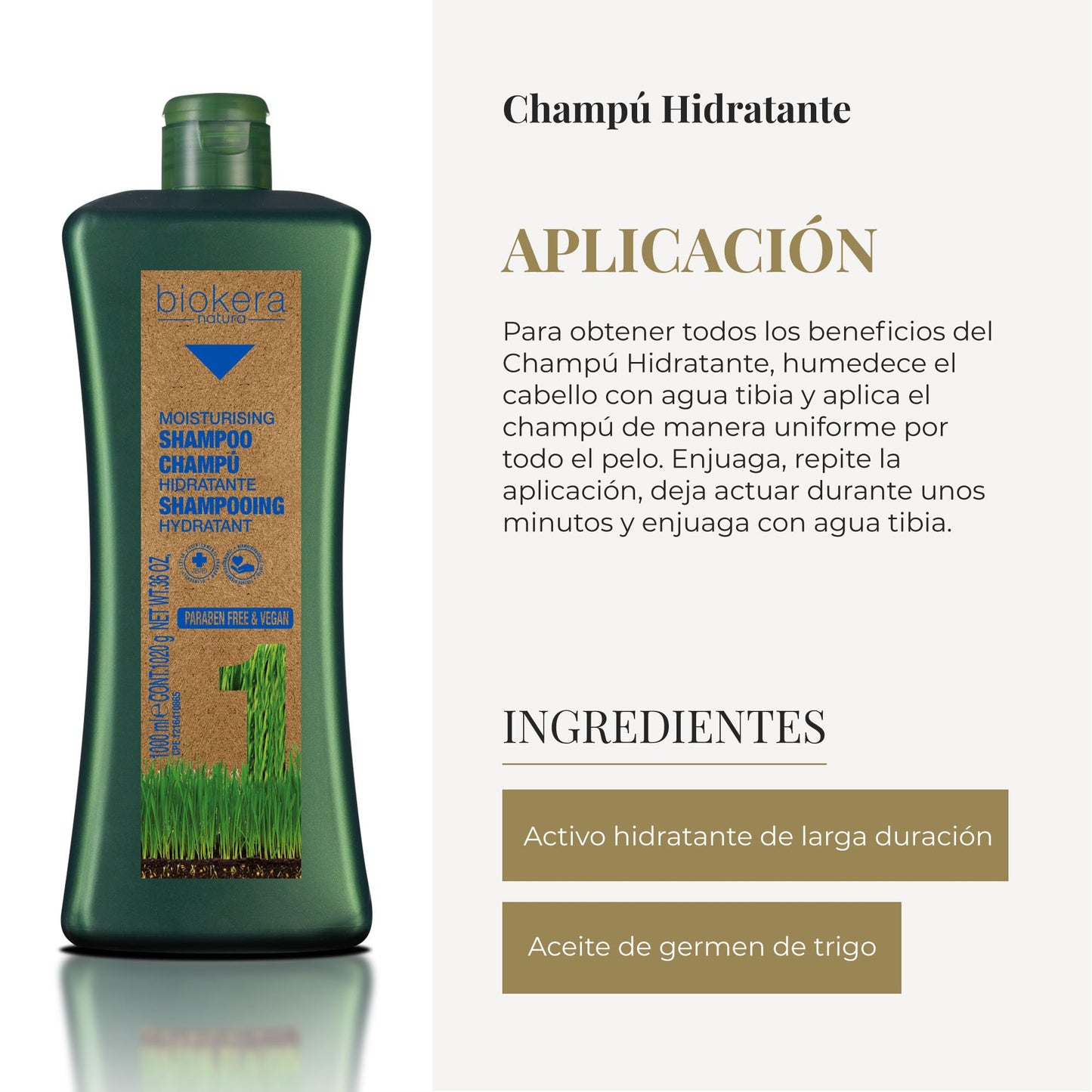 Salerm Biokera Natura Moisturising Shampoo, 36 Ounce / 1000 ml