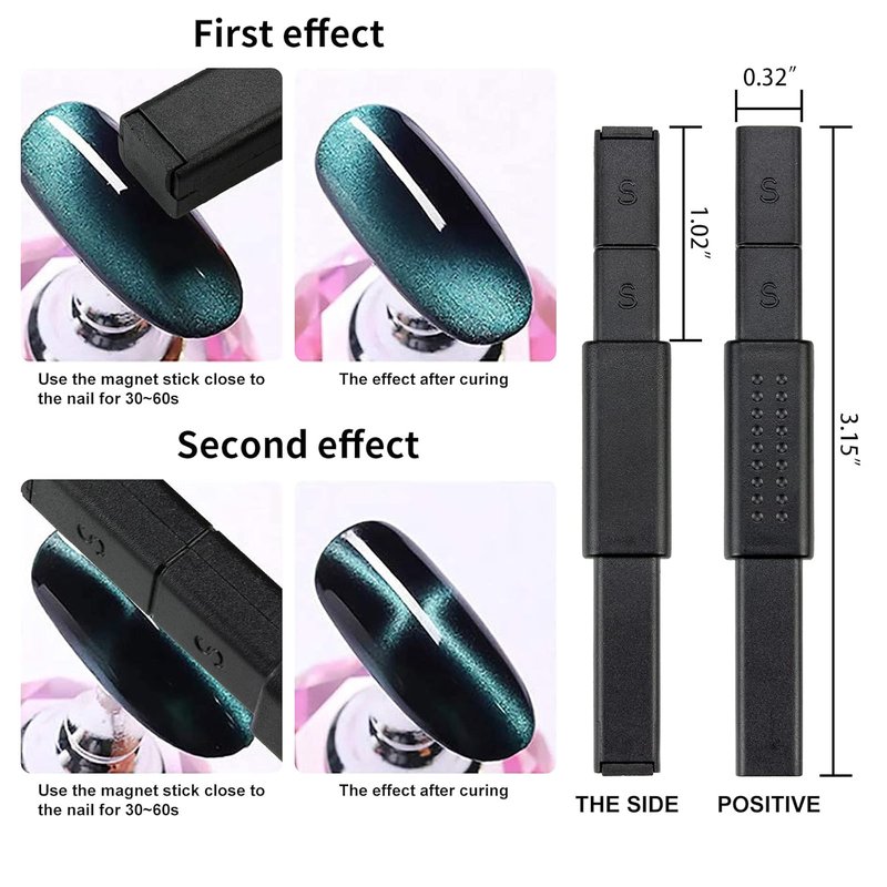 Magnet Nail Art Polish Tool Set - 17 Piece Cat Eye Gel Polish Kit for DIY & Salon Use | 3D Magnetic Tools