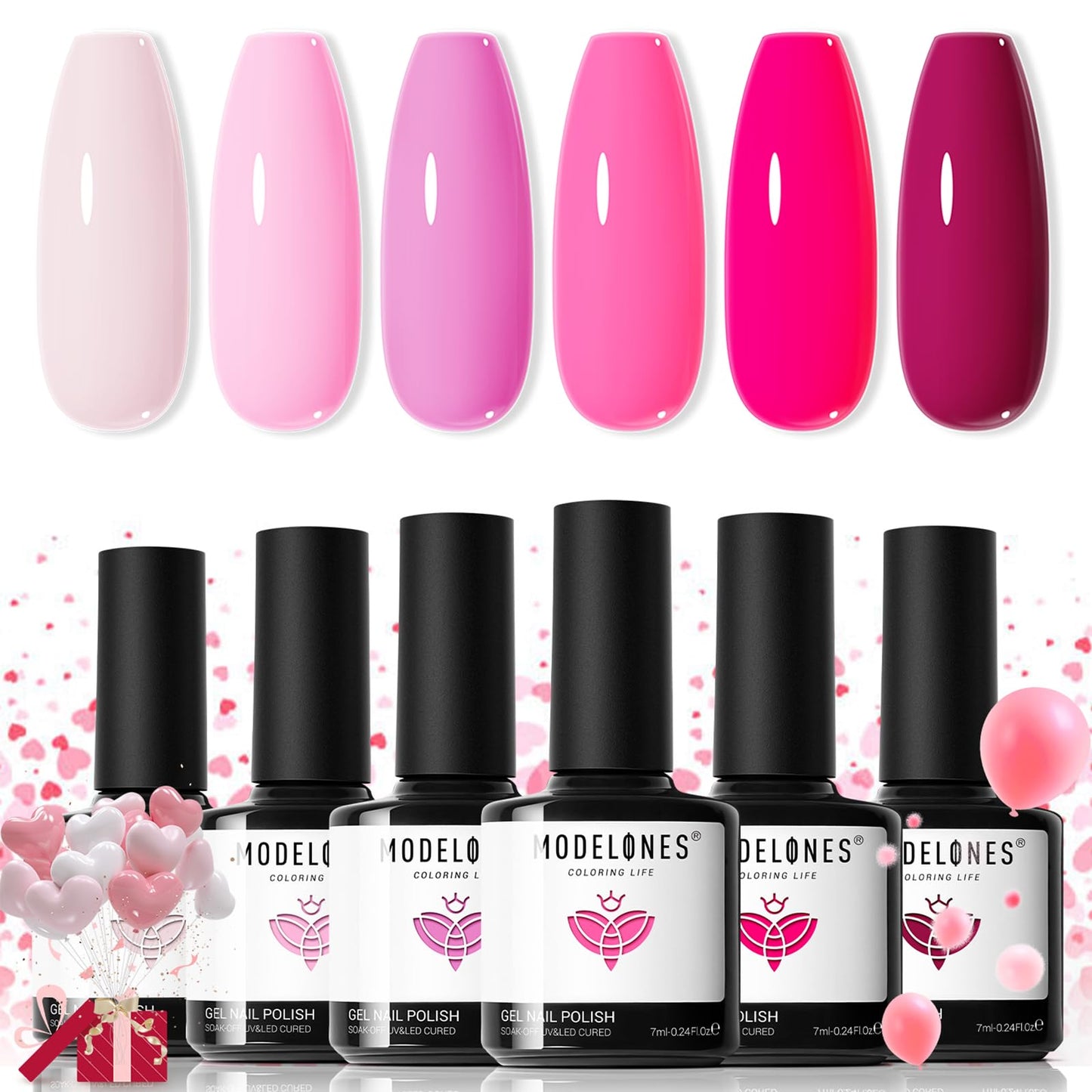 modelones Color Changing Gel Nail Polish Set 6 Colors, Sheer Pink Glitter Temperature Mood Changing Blue Green Orange Gel Polish Soak Off Nail Art Design Kit Manicure Salon DIY Gift