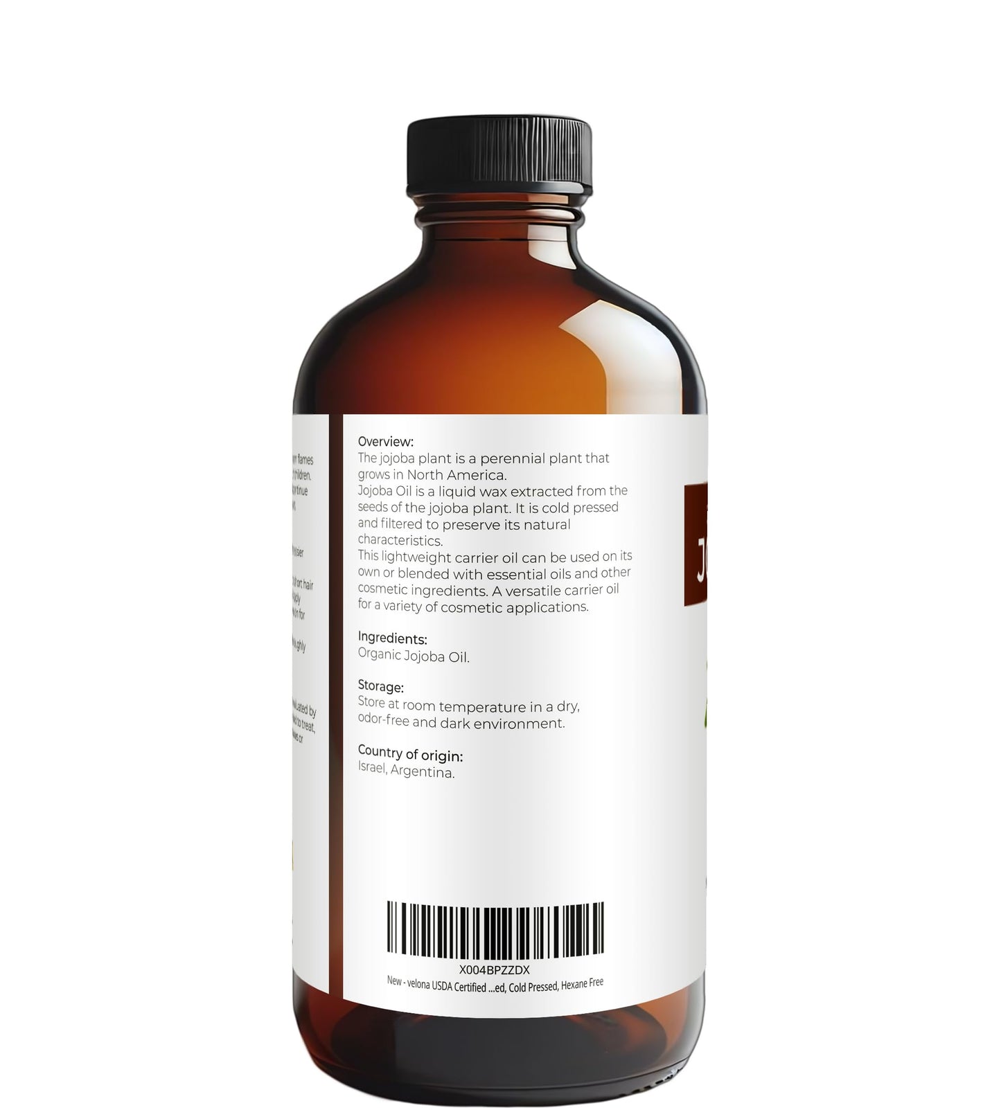 velona Jojoba Oil USDA Certified Organic - 16 Fl Oz in Glass Bottle | 100% Pure and Natural | Golden, Unrefined, Cold Pressed, Hexane Free | Moisturizing Face, Hair, Body, Skin Care