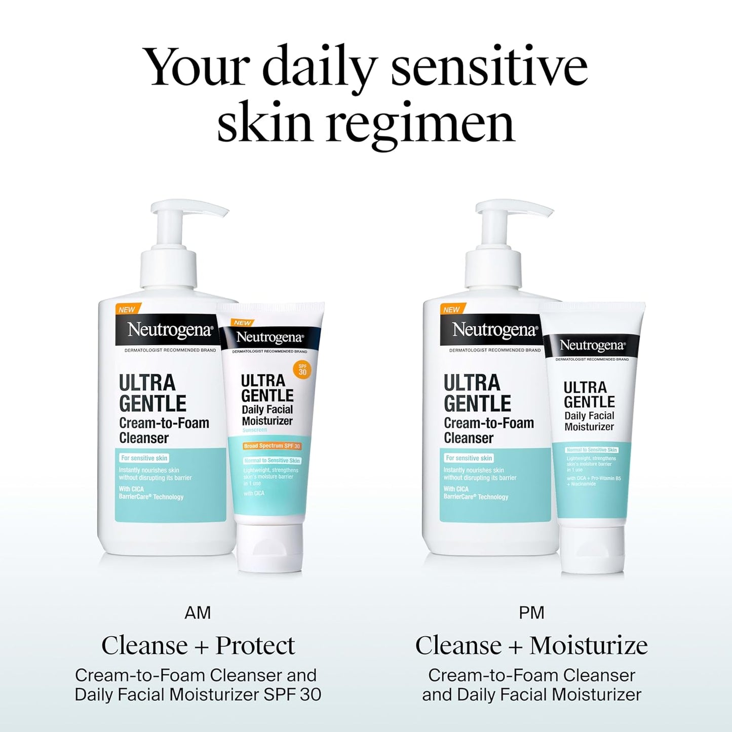 Neutrogena Daily Facial Moisturizer for Sensitive Skin - Fragrance-Free with Vitamin B3 & E | 3.4 fl. oz