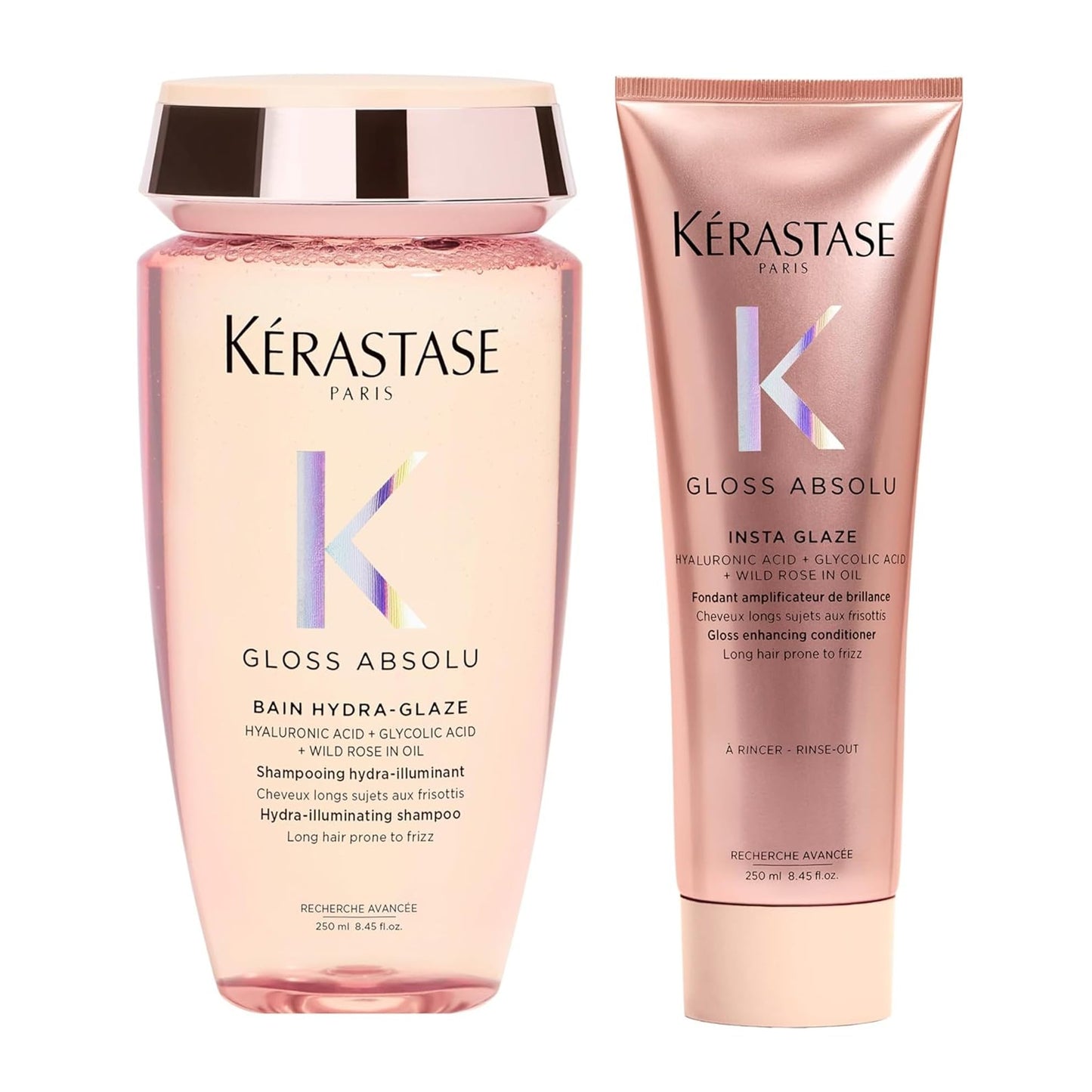 Kerastase Gloss Absolu High-Shine Anti-Frizz Shampoo and Conditioner Set - Deeply Hydrates & Detangles, Instantly Softens, For Glossy & Bouncy Hair