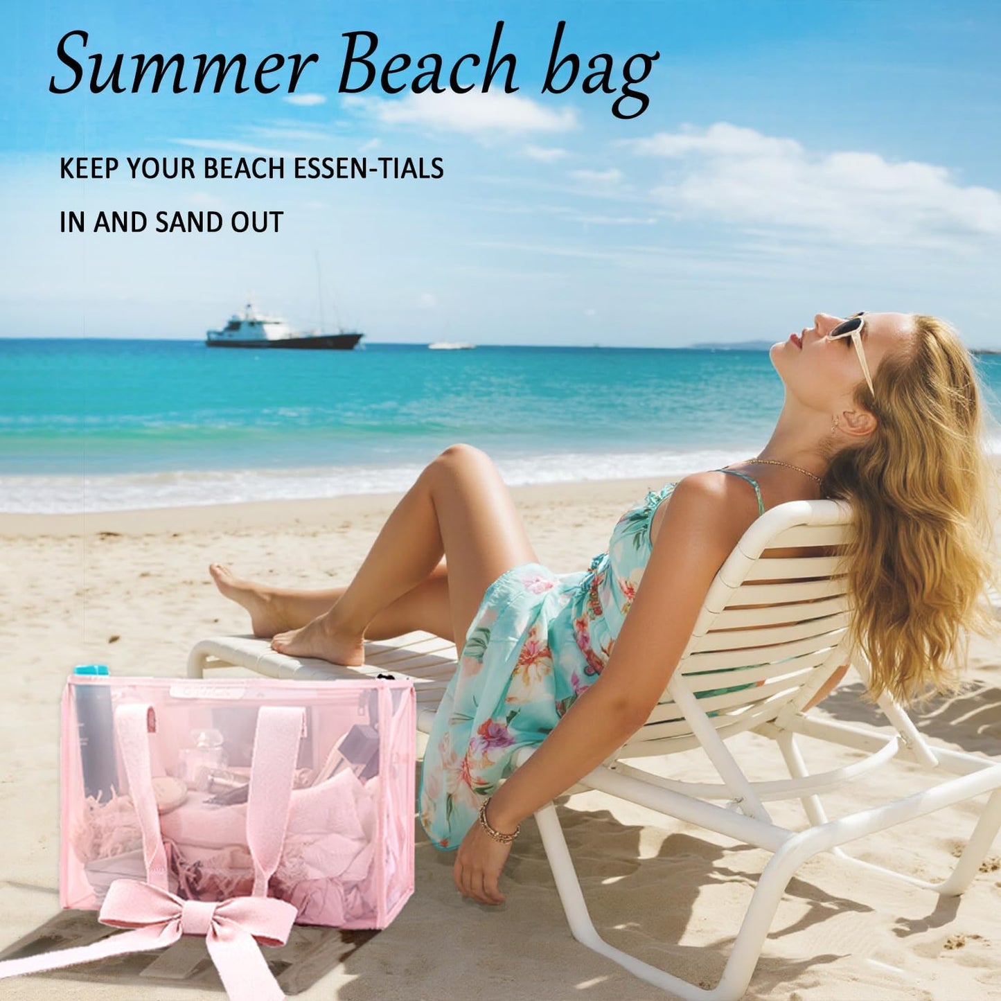 GEVICK Pink Jelly Tote Bag, Bow Tote Bags for Women,Beach Bags for Women,Pool Bags for Girl,Cute Beach Waterproof Tote Bag (PINK)