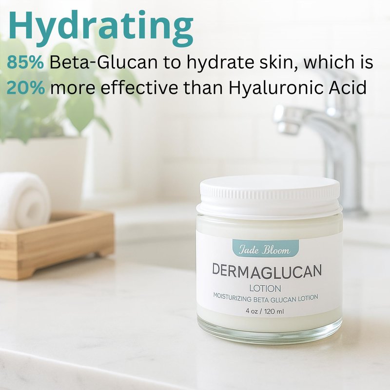 Jade Bloom Dermaglucan Beta Glucan Cream Lotion Moisturizer Skincare | Daily Hydrating Face & Body Hydration, (4oz)