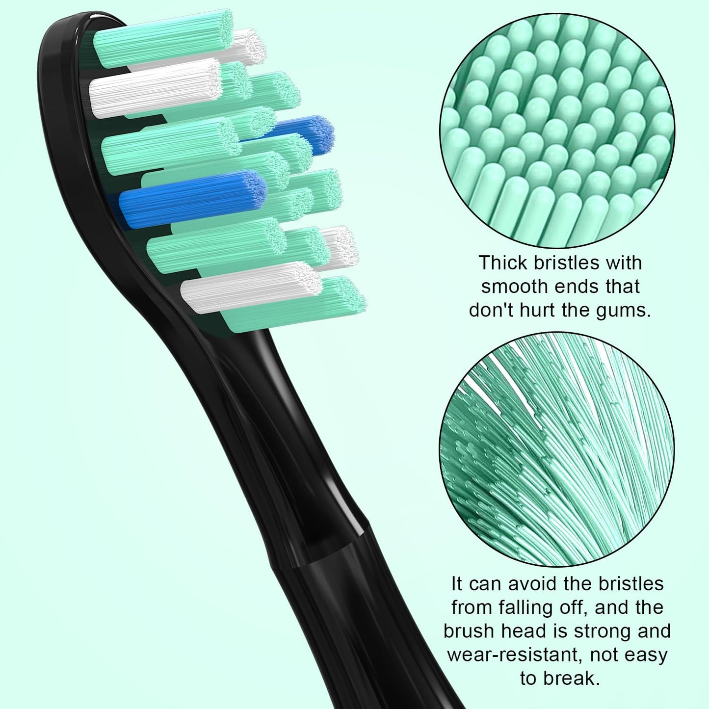Replacement Toothbrush Heads for Philips Sonicare ProtectiveClean 4100 5100 5300 6100 Electric Toothbrushes, 12 Count Black