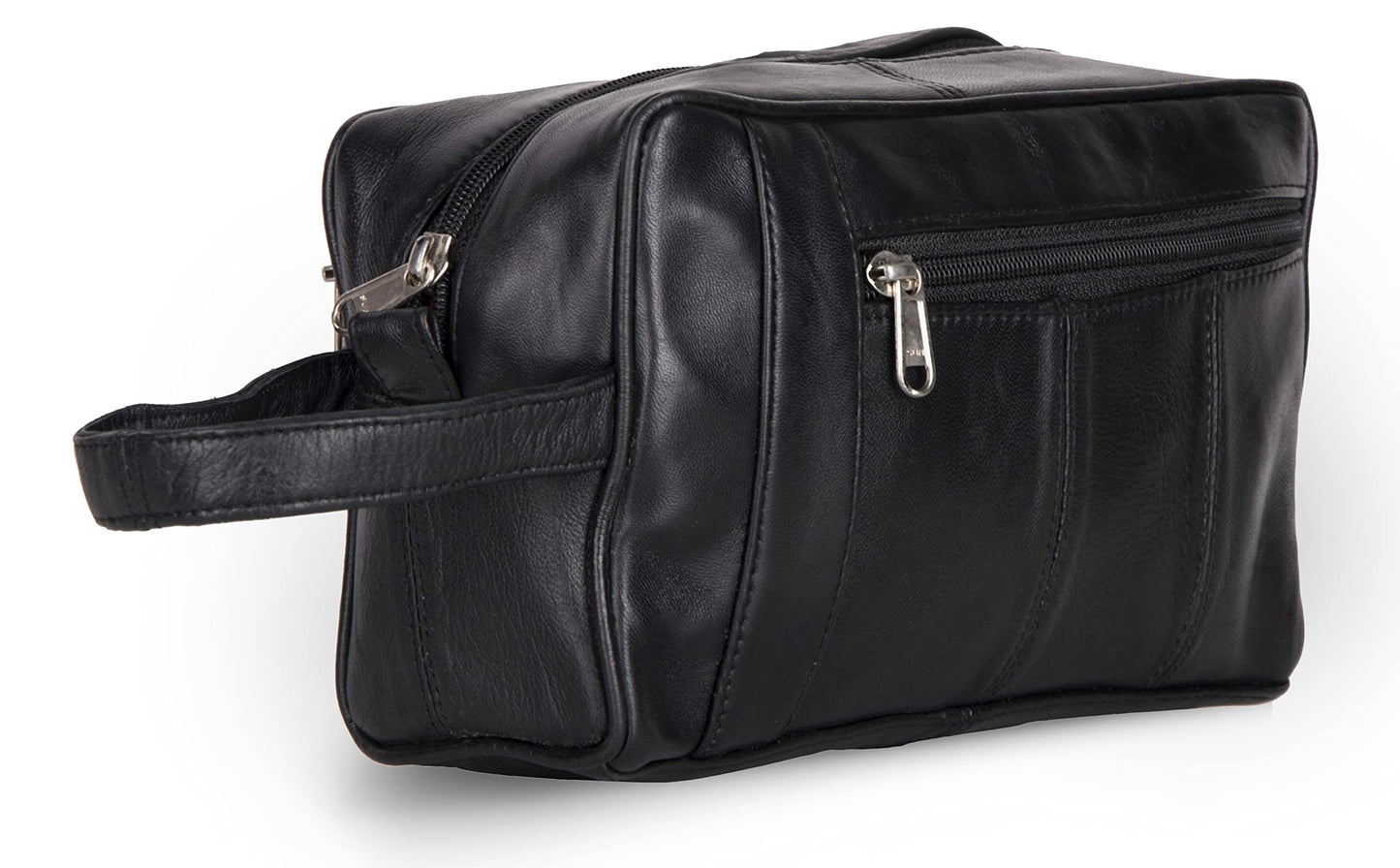 Liberty Leather - Genuine Sheep Nappa Leather Unisex Toiletry Bag for Travelling | Bathroom Organizer with Multiple Compartments for Men and Women | Portable Cosmetic Case for Traveling Dopp Kit