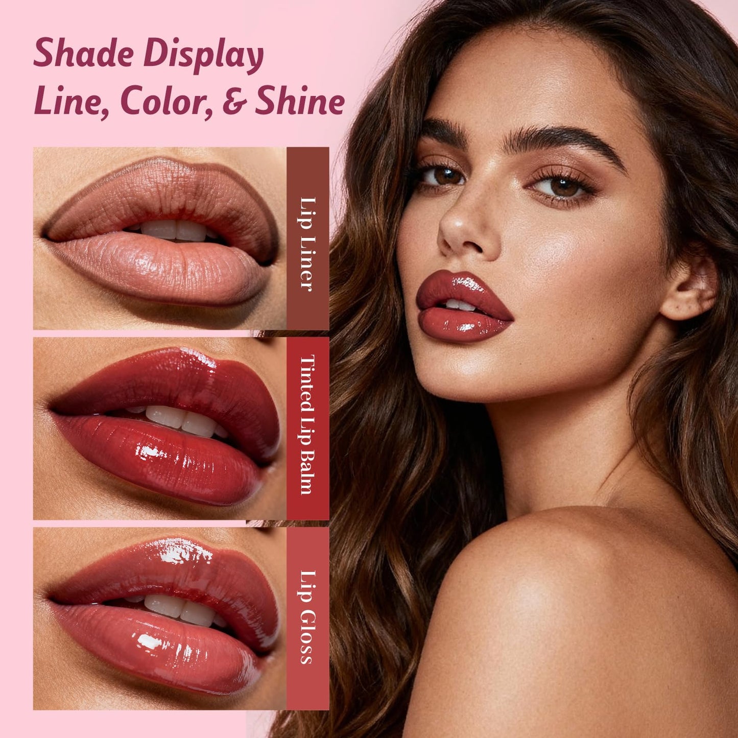 KIMUSE 3 Pack Lip Combo Set, 3-Step Plumping Korean Lip Kit, Waterproof Long-Lasting Satin Finish Lip Makeup Kit, Non-Sticky Lightweight Formula for Plump Hydrated Lips, Gift Ready (Berry Mousse Set)