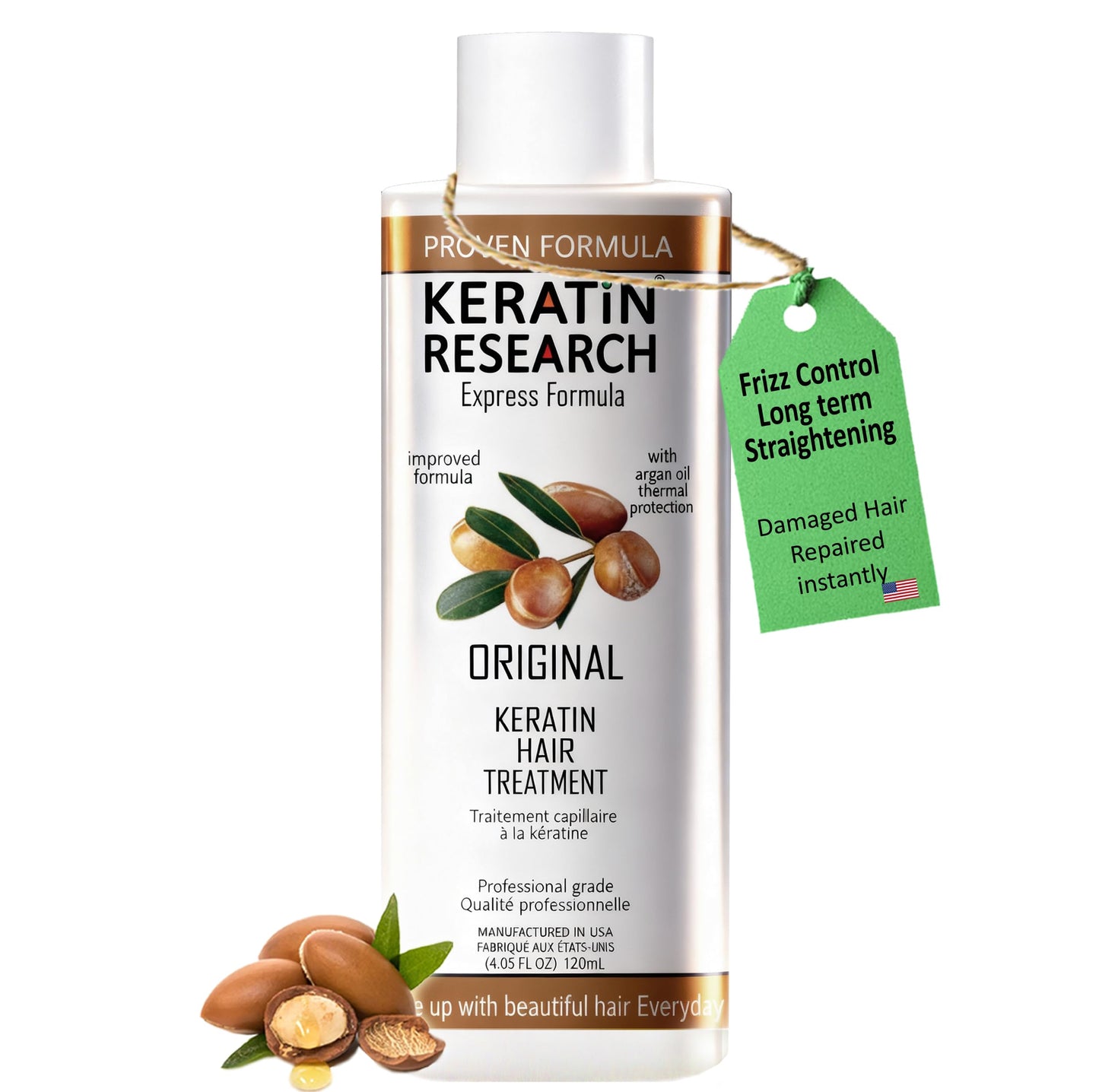 KERATIN RESEARCH Brazilian Keratin Hair Straightening and Smoothing Treatment Professional Organic Results shiny Hair with Natural look Queratina Keratina (4 OZ Original)