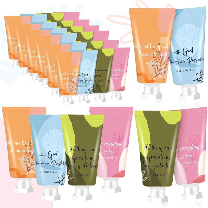 Christian Hand Lotion Set - 24 Pcs Mini Scripture Travel Creams for Women | Perfect Religious Gifts for Teachers, Students & Coworkers