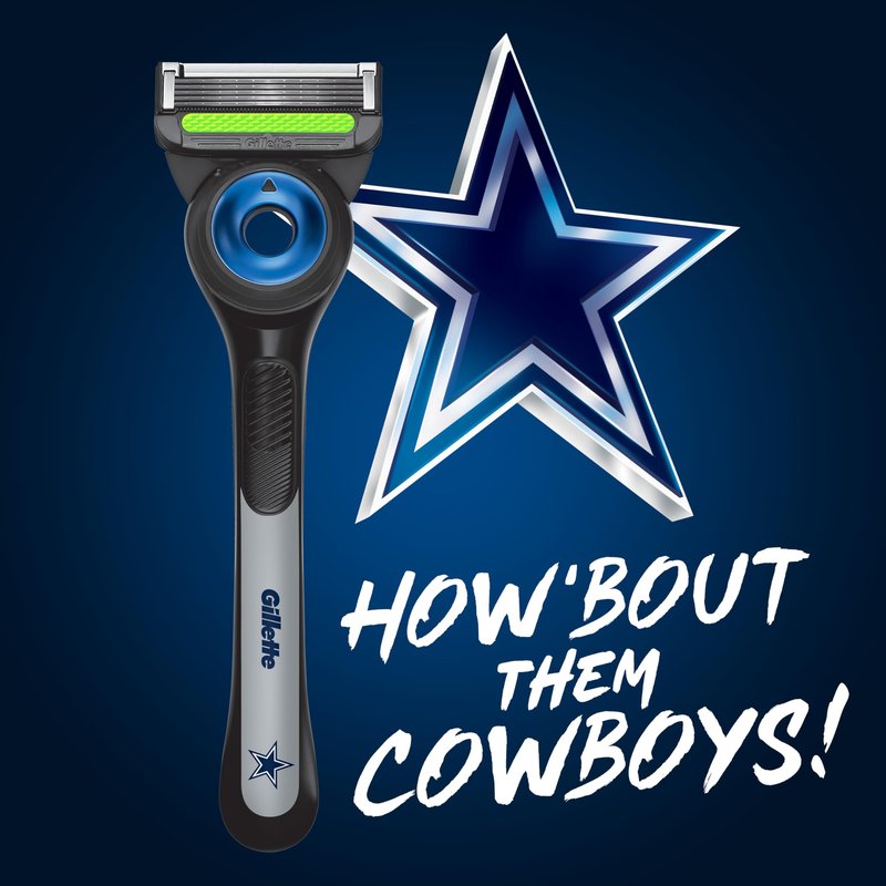 Gillette Labs Special NFL Cowboys Edition Shaving Razor for Men - 1 Handle, 4 Razor Blade Refills & Magnetic Stand, GilletteLabs with Exfoliating Bar