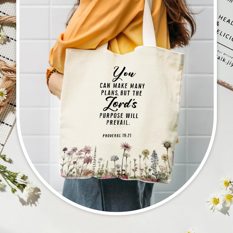 Christian Tote Bags & Makeup Bags Set - 20 Pcs Bible Verse Gifts for Women | Classic Design