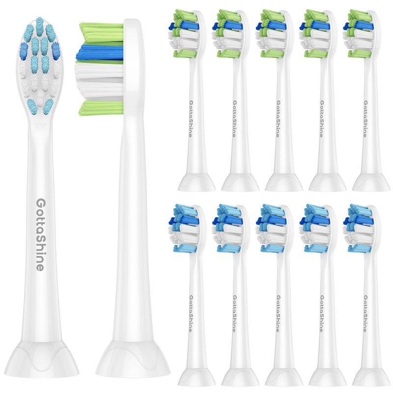 GottaShine Replacement Toothbrush Heads for Philips Sonicare – Plaque Control Toothbrush Heads Compatible with Click-on Electric Toothbrush Handles, 12 Pack White