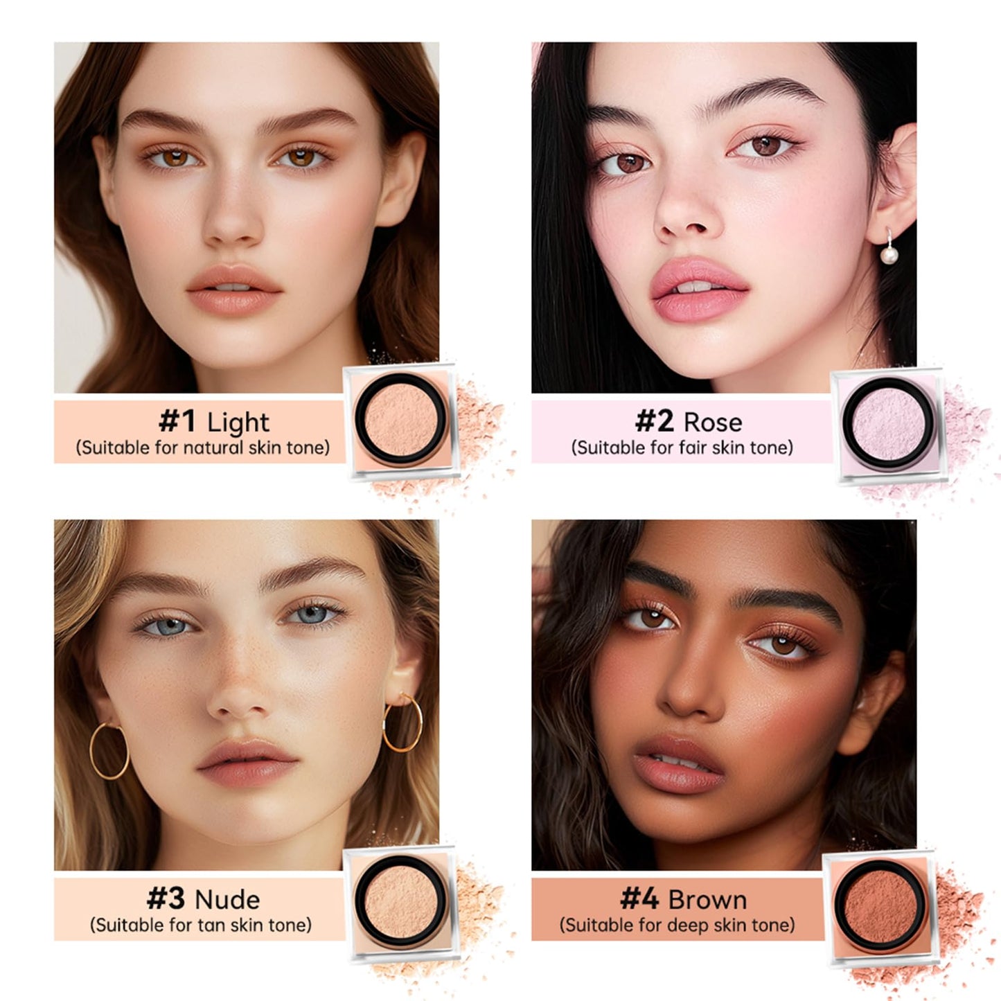 Corlo Setting Powder, Loose Baking Powder, Natural Matte Finish Oil Control (Rose, 0.71Oz)
