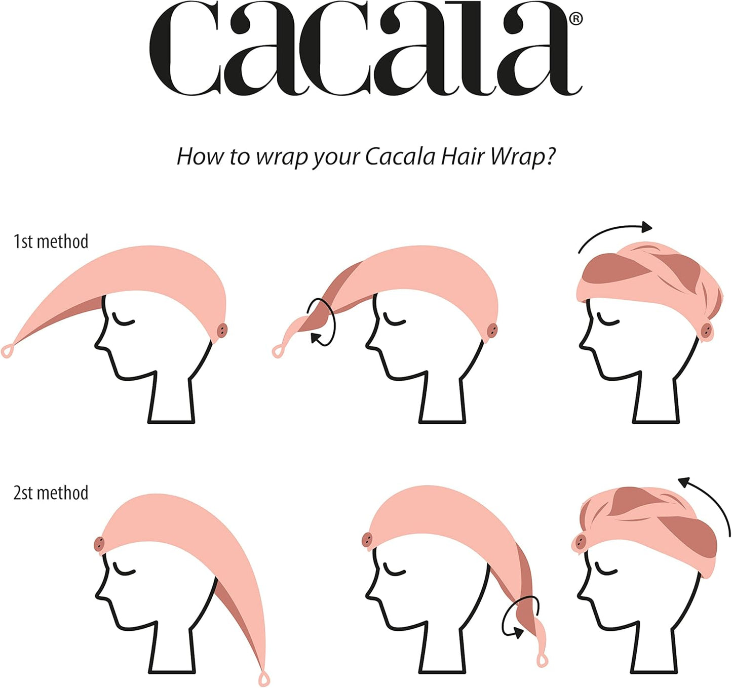 Cacala Terry Cloth Shower Cap for Women - Luxurious Non-Frizz Hair Wraps | Highly Absorbent with Holding Loop & Buttons - 3pcs