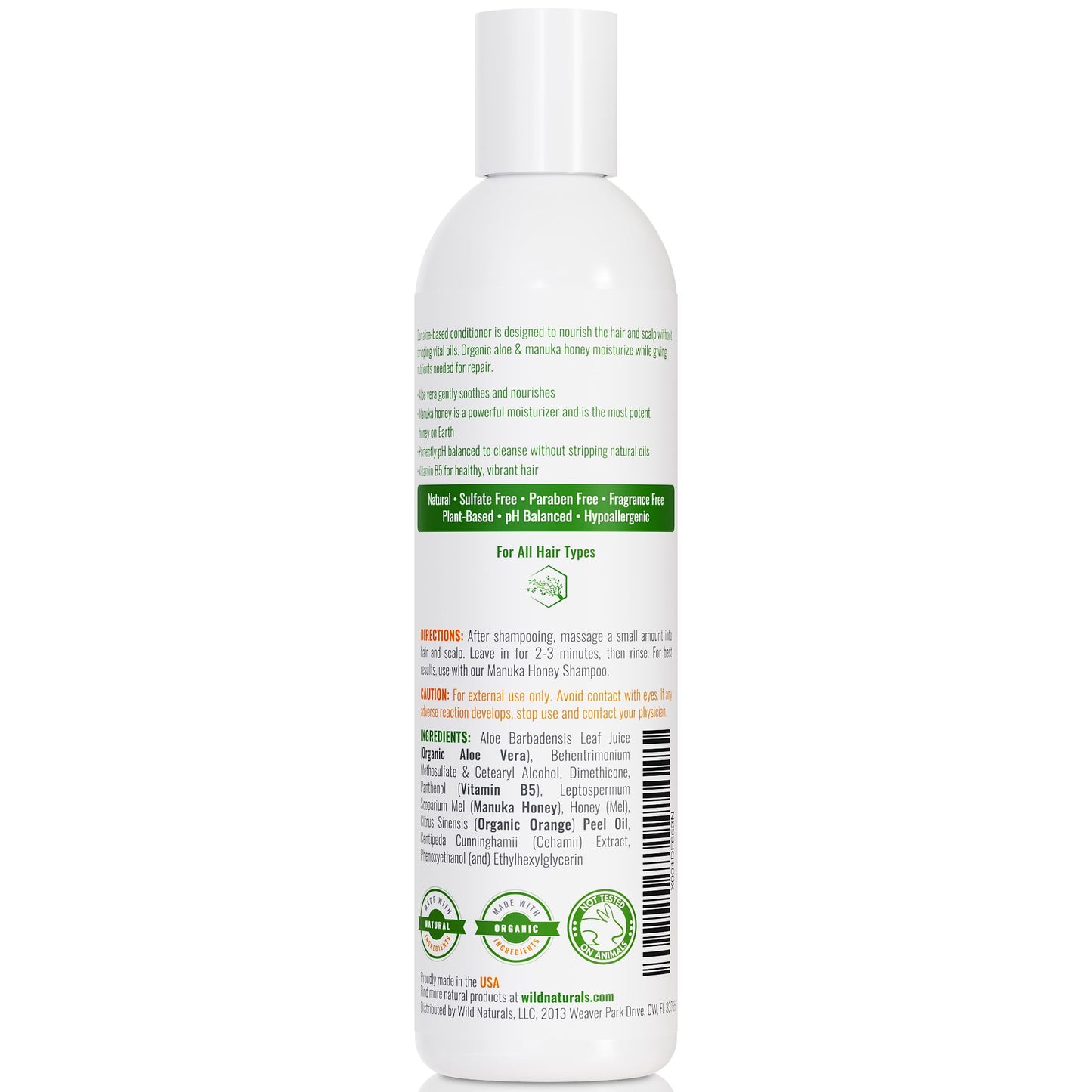Natural Hydrating Conditioner for Dry & Itchy Scalp - Sulfate Free Dandruff Moisturizing Conditioner with Aloe Vera & Manuka Honey - for Oily Hair & Curly hair - Help Hair Growth with Coconut Oil