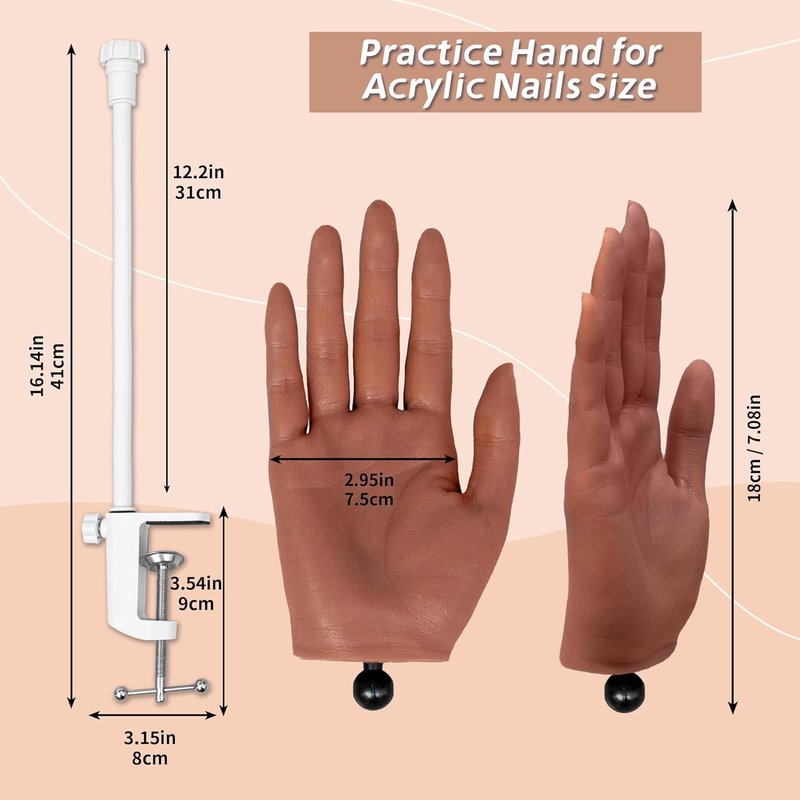 Acrylic Nail Practice Hand - Flexible Silicone Kit for Beginners | Bendable Fingers & Nail Art Supplies