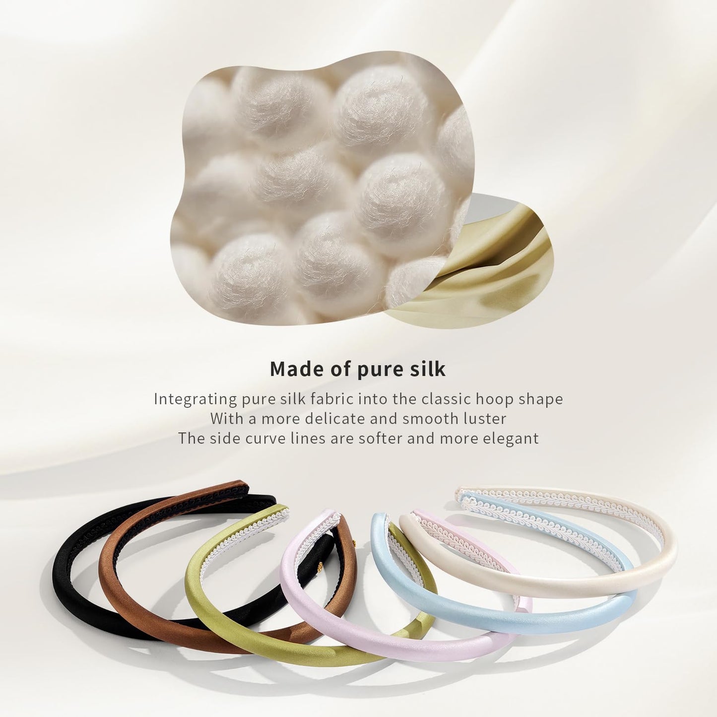 EVITA PERONI Thin Silk Headbands for women Satin Nonslip Comfort Hairband