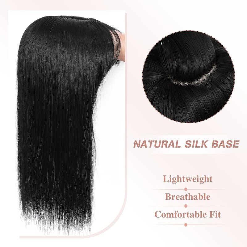 Hair Toppers for Women - Realistic Bangs Synthetic Hair Pieces | 6.5"x6.5" Large Coverage, 16" Volume Boost