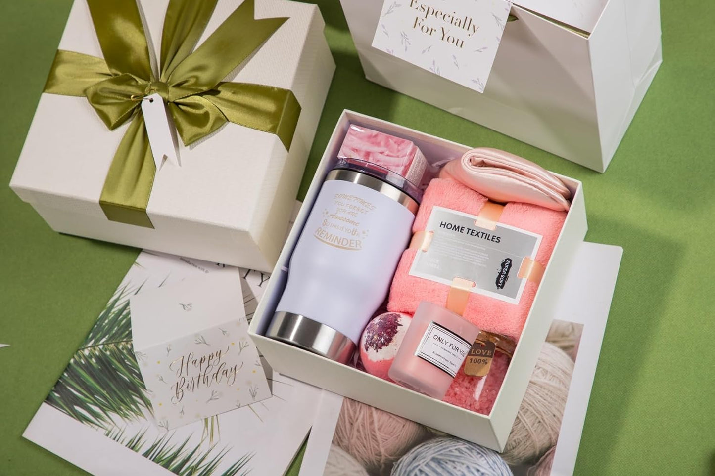 Spa Gift Basket for Women - Relaxation Gift Set with Wine Glasses | Perfect for Birthdays, Christmas, or Get Well Soon