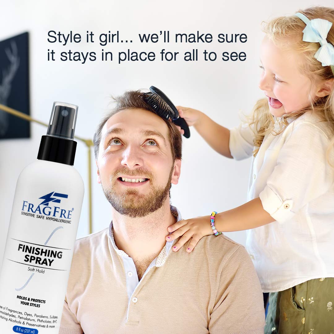 FRAGFRE Hair Finishing Spray 8 oz (2-Pack Gift Set) - Fragrance Free Hypoallergenic Paraben Free - Hair Spray for Sensitive Skin - Flexible Soft Hold - Quick-Dry Denatured Alcohol - Vegan