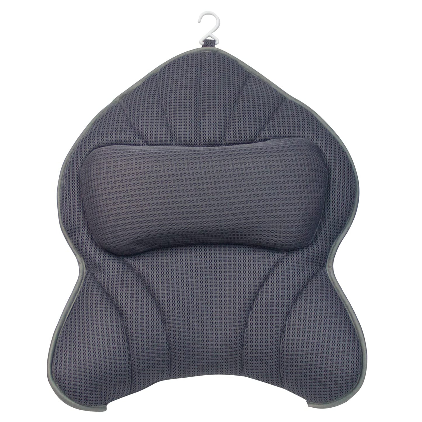 Poemland Extra Thick Large Bath Pillow with Neck,Back,Head Support for Bathtub, Spa, Soaking Gray(19''x15'')
