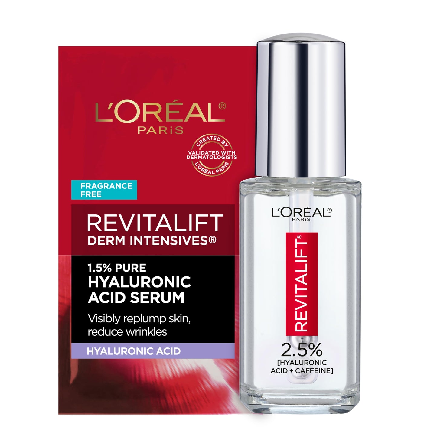 L'Oreal Paris Revitalift Hyaluronic Acid + Caffeine Hydrating Eye Serum + Hyaluronic Acid Water Cream with Ceramides