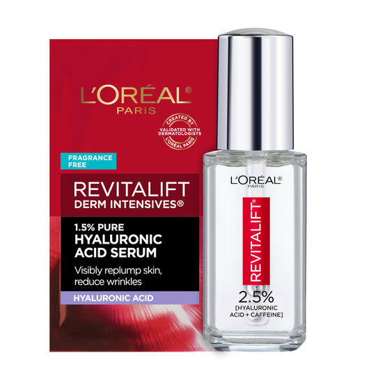 L'Oreal Paris Revitalift Hyaluronic Acid + Caffeine Hydrating Eye Serum + Hyaluronic Acid Water Cream with Ceramides