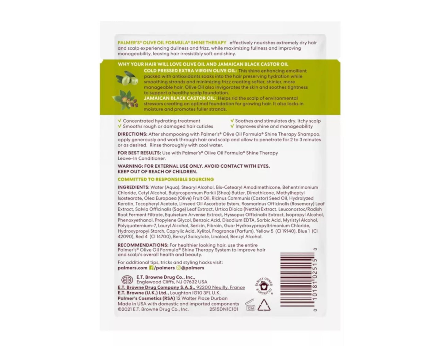 Palmer's Shine Therapy Deep Conditioner 2.1 Ounce, Pack of 6