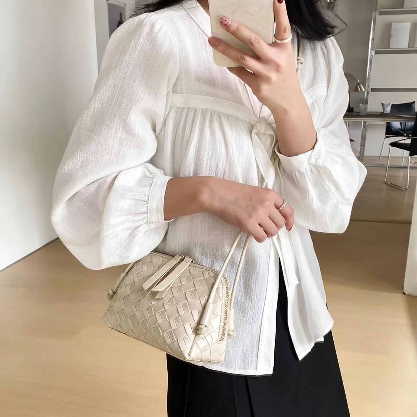 JYG Woven Crossbody Bags for Women PU Leather Handwoven Shoulder Bag Mini Satchel Purses with Adjustable Strap 2026