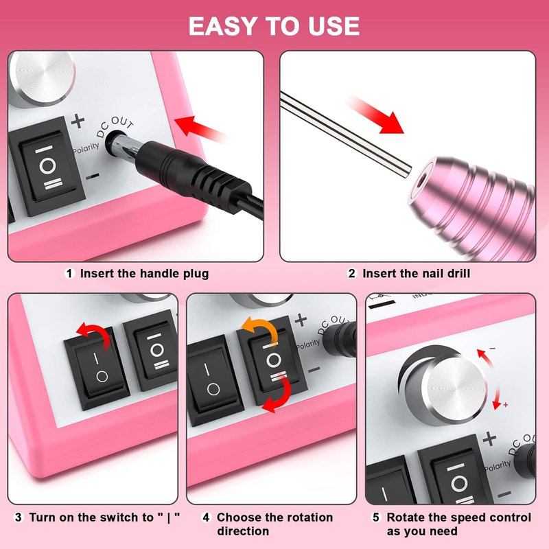 Professional Electric Nail Efile Machine - 20000RPM Nail Drill with 11 Bits & 56 Sanding Bands | Manicure Tools for Acrylic Nails