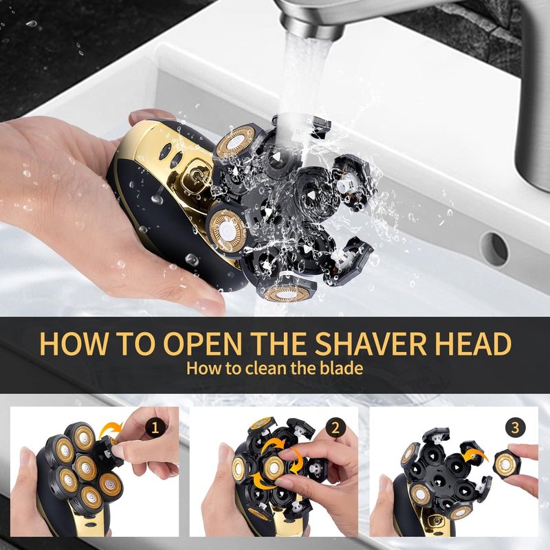 7D Electric Head Shaver for Bald Men - Waterproof Grooming Kit | Multifunctional Hair Razor