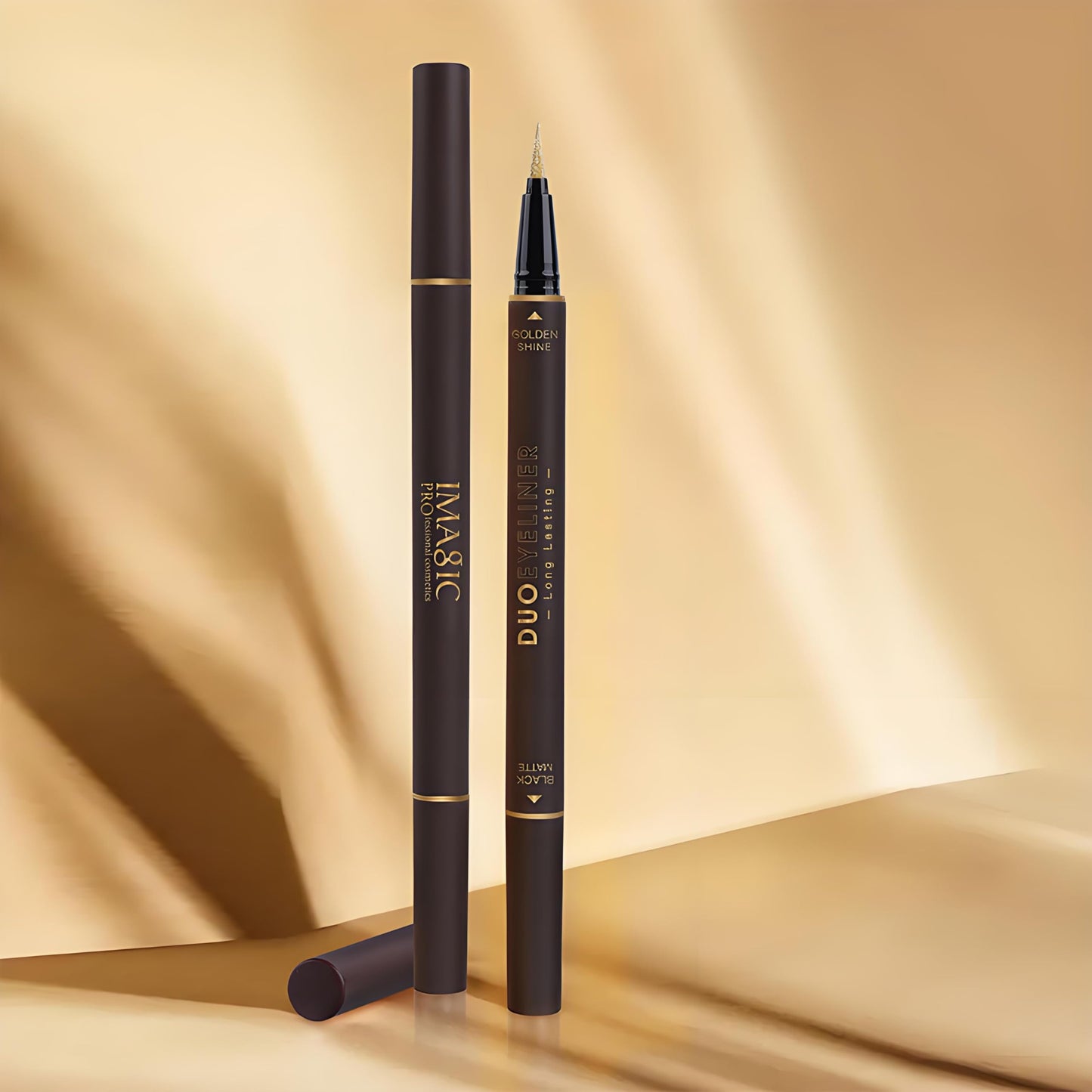 Wismee Double Head Eyeliner Pen, Waterproof Liquid Eyeliner, Long-Lasting, High-Pigmented Liner, Vegan & Cruelty-Free, Black & Gold