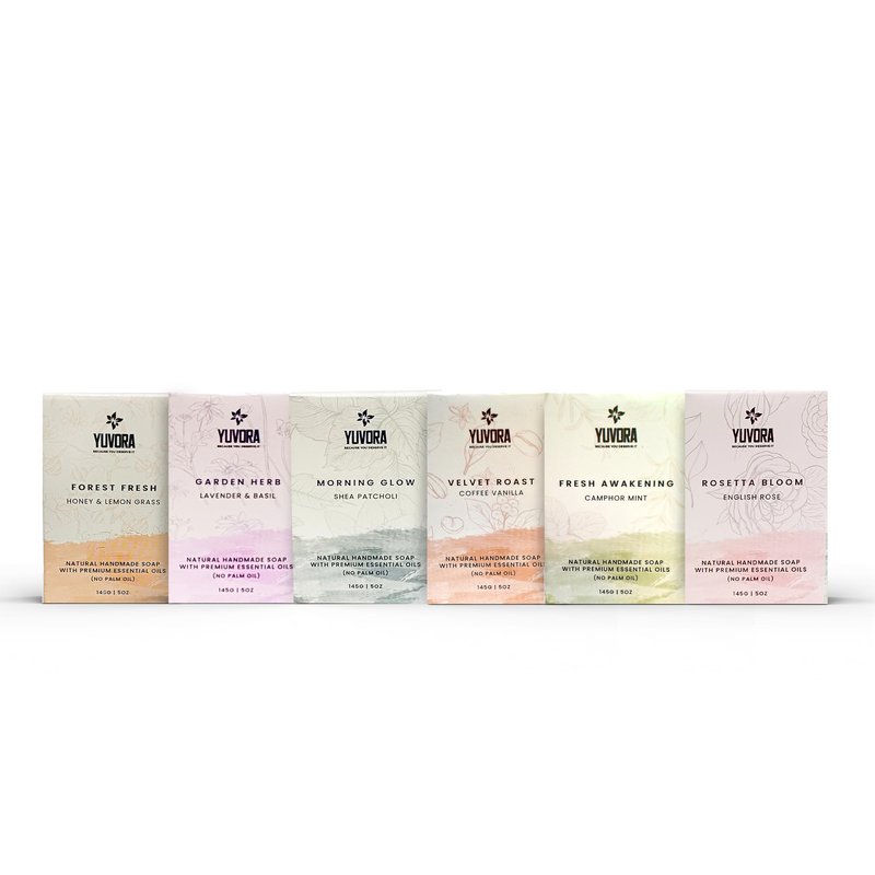 Yuvora 6 Pcs Men Natural Handmade Body Soaps 5 OZ Pack Set Rugged Essence Long lasting Fragrance Luxurious Scents with Natural Ingredients – Sulfate & Paraben Free, Vegan Soap