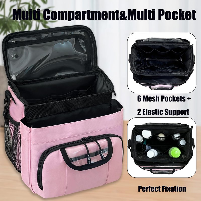 Large Toiletry Bag for Women Men, Bathroom Bag, Water Resistant Portable Shower Caddy for College Dorm, Hanging Toiletry Bags for Traveling, Gym Camping Cruise Ship Travel Essentials Shower Bag (Pink)