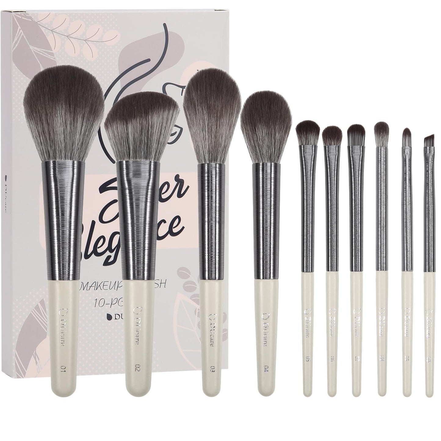 DUcare 17Pcs Professional Makeup Brush Set Complete Kit with Brush Cleaning Mat and Makeup Sponge, Ideal for Foundation, Eyeshadow, Liquid Cream, Gift Box Set