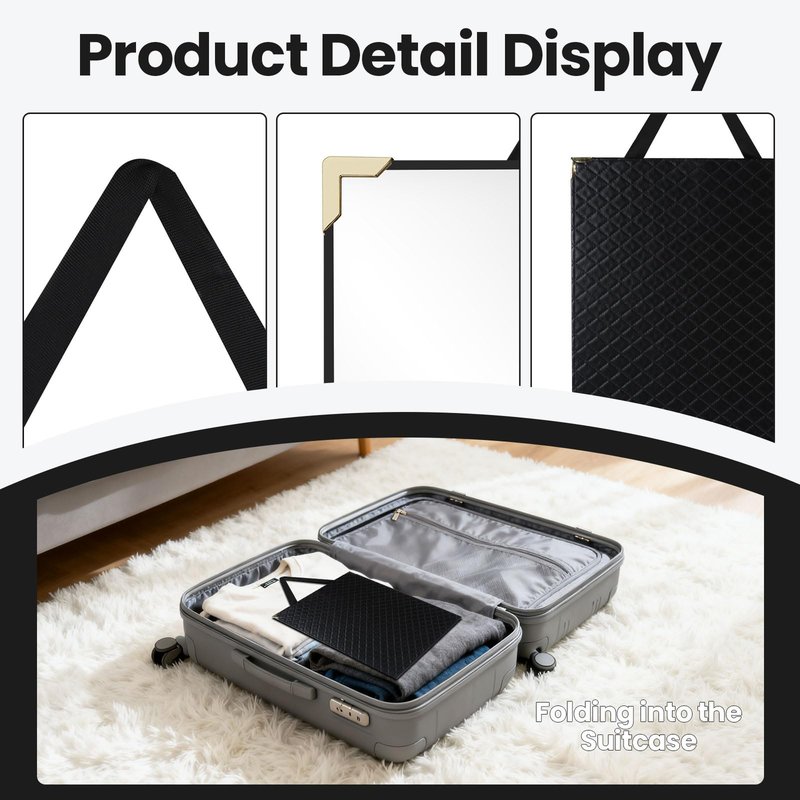 YYLDPBD Foldable Full Length Travel Mirror 34” Portable Shatterproof Hanging Mirror, Wall Mounted Hanging Mirrorr for Camping, Dance Competition, RV & Small Spaces Home Fitness Gift