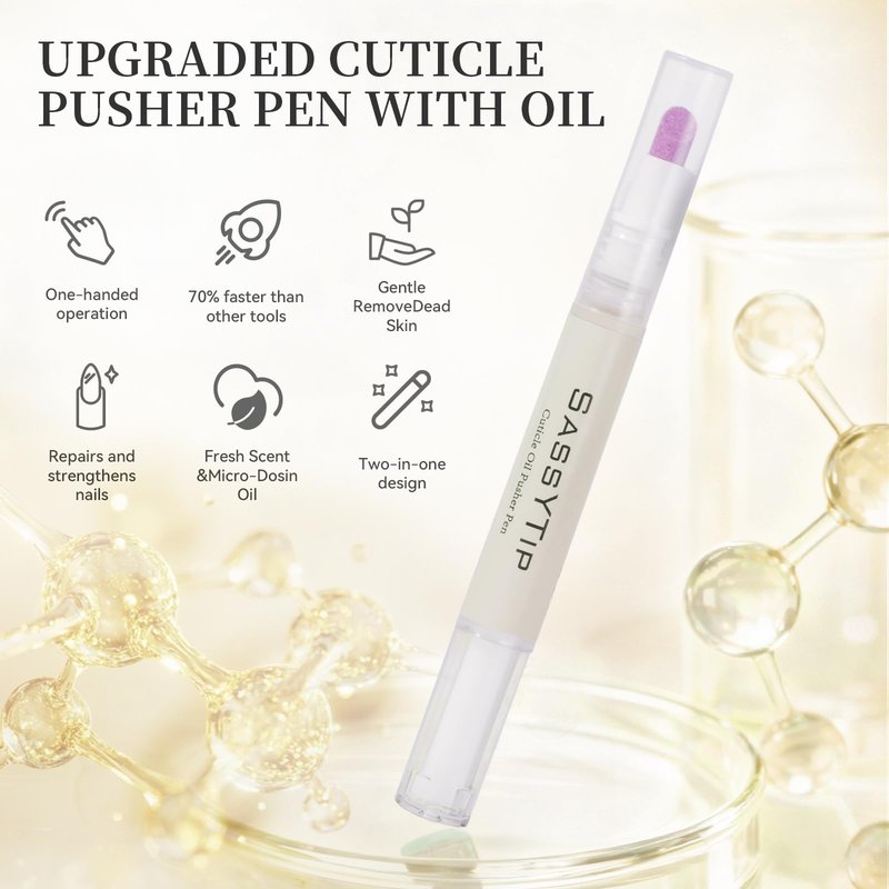SASSYTIP Cuticle Pusher Oil Pen - Cuticle Remover & Nail Oil Pen with Rose & Lavender Scents, Portable Nail Care Pen for Work & Travel, Moisturizes & Strengthens Dry Cuticles (Beige3.0)