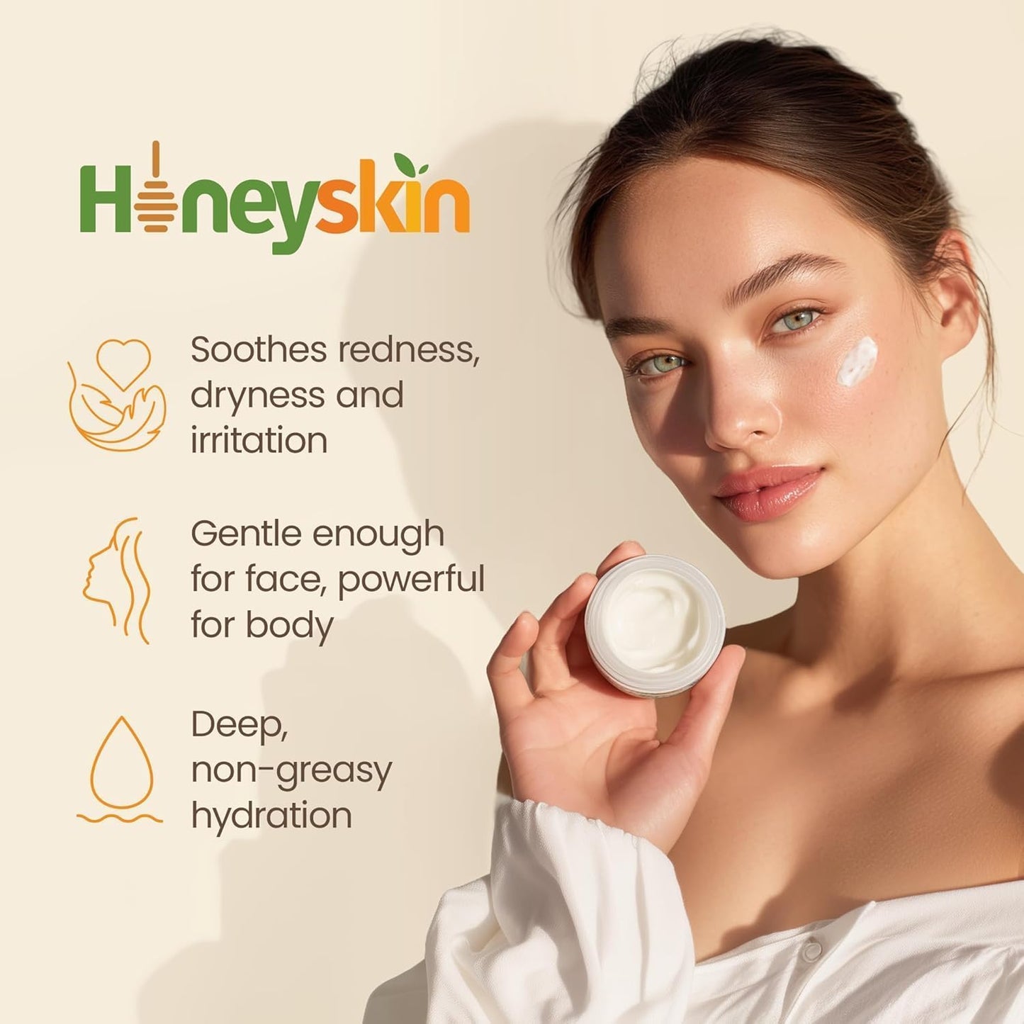 Honeyskin Ultimate Face & Body Cream with Manuka Honey MGO 514+ - Organic Hydrating Moisturizer for Extremely Dry, Sensitive Skin - Soothing Cream for Dry, Itchy & Flaky Skin 8oz