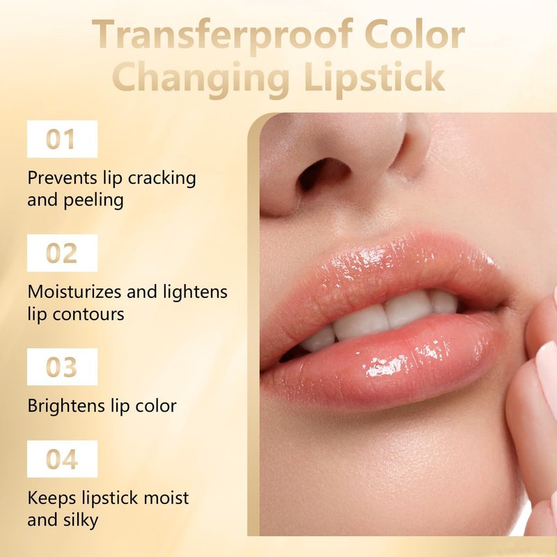 Color Changing Lipstick - Transferproof Gold Foil Crystal Formula | Moisturizing Glossy Shine for Women