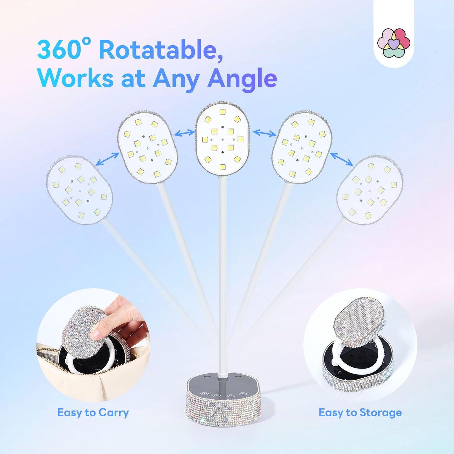 SAVILAND 36W UV Light for Gel Nails: Rhinestone 2025 5S 5X Faster Curing UV Nail Lamp for Gel Polish Diamond Motion Sensor 3 Timers Cordless 360° Flexible LED Flash Cure Lamp Salon DIY
