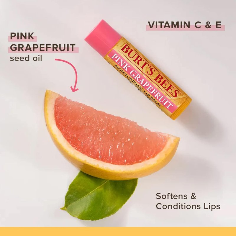 Burt's Bees Lip Balm - Pink Grapefruit Flavor - Moisturizing & Nourishing | Pack of 8 - 0.15 oz Each