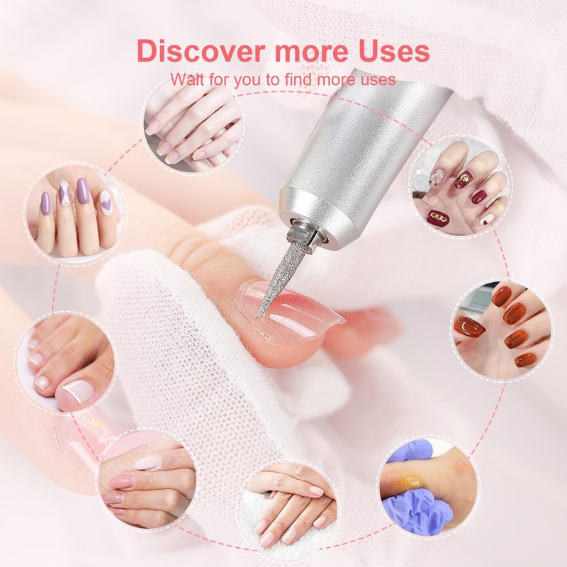Electric 45000RPM Nail Drill Machine Rechargeable Portable Nail File Electric DIY Nail Drill Kit with Smart LCD Screen for Gel Nail Manicure and Pedicure Reflective Body etc (Yellow)