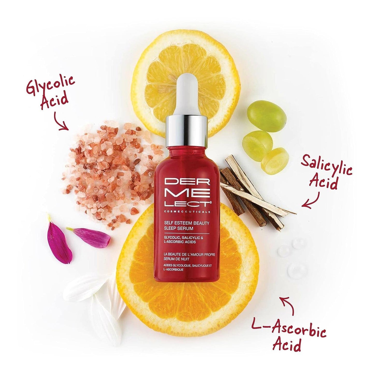 Dermelect Self-Esteem Beauty Sleep Serum - Exfoliating Night Treatment with Glycolic Acid & Vitamin C | 1 oz