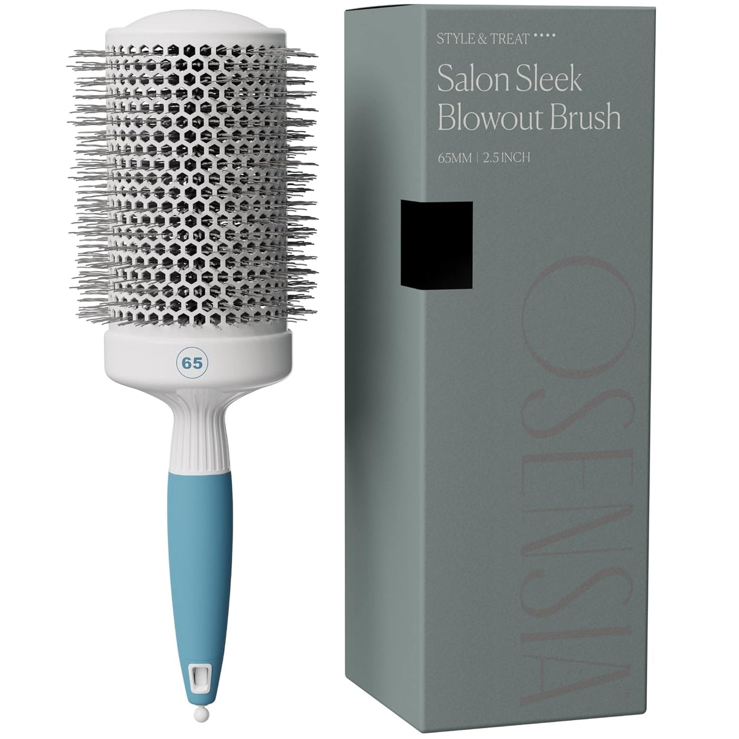 Round Brush for Blow Drying - Extra Large Ceramic Ion Thermal Barrel for Maximum Volume | Lightweight Hair Brush (Bristle 3.4 in, Barrel 2.5 in)