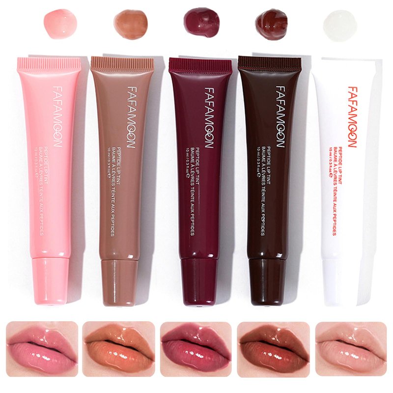 DENESTUP Lip Jam Hydrating Lip Gloss | Glitter Glossy Plumping Lipgloss | High Shine Glass Finish Nude Colors Shiny Jelly Liquid Lipstick for Women (5 Colors Set)