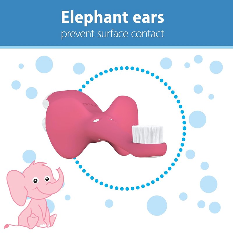 Dr. Brown's Infant-to-Toddler Toothbrush - Cute Elephant Design | Pink, 0-3 Years