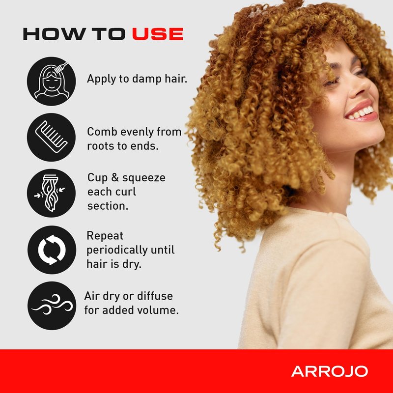 Arrojo Curl Defining Gel, 5.1 fl oz – Moisture-Rich, Firm Hold Wavy & Curly Hair Gel - Paraben-Free & Sulfate Free & Cruelty-Free Frizz & Heat Damage Protection