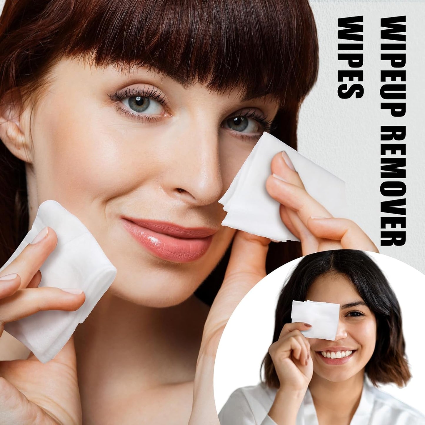 Makeup Remover Wipes - 150 Individually Wrapped Facial Cleansing Pads | Travel-Friendly White Cloths